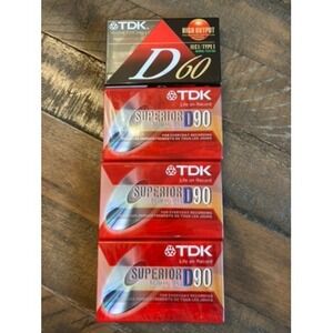 TDK Audio Cassette Tapes Lot of 4 D90 D60 Normal Bias Type I Sealed Red Black